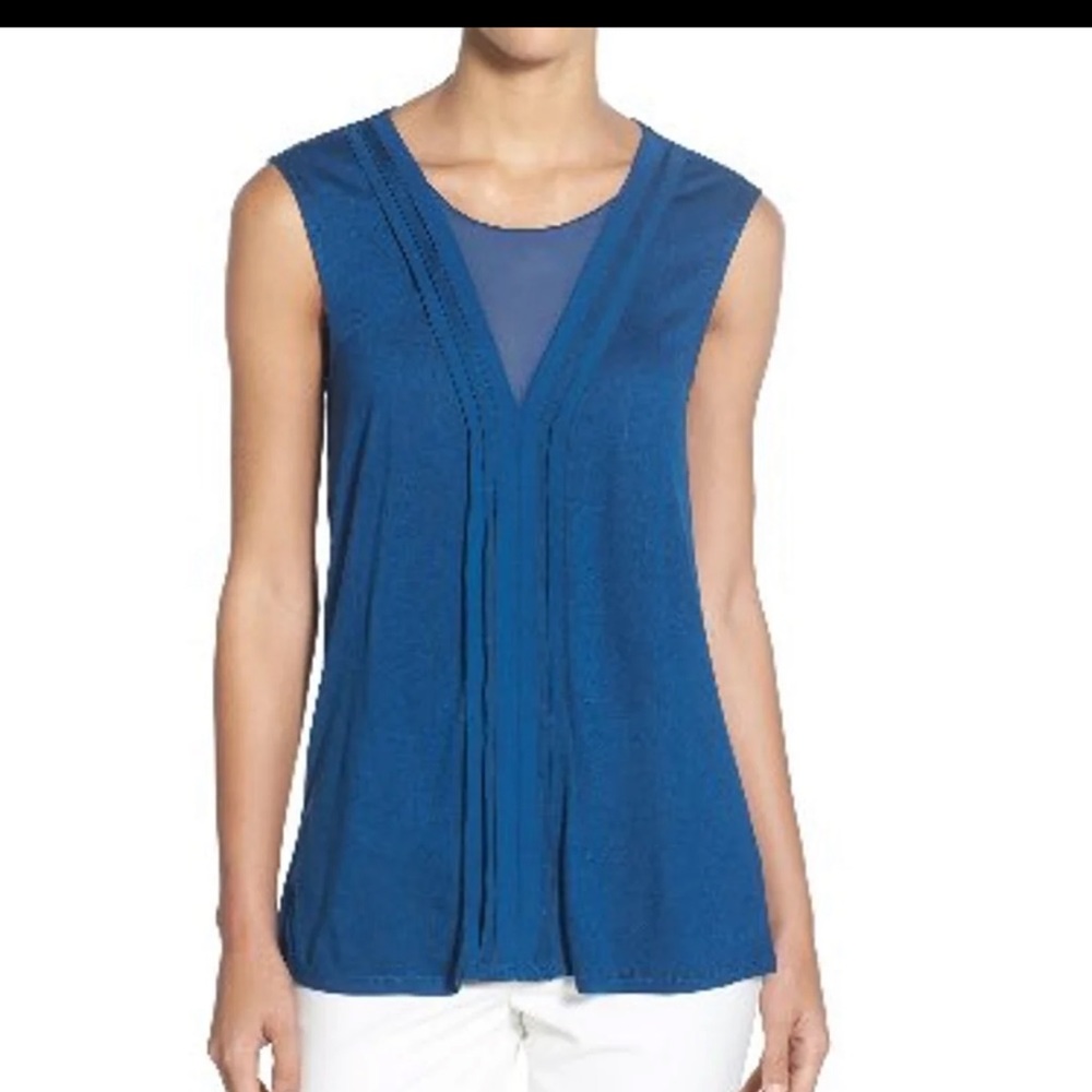 Halogen Chiffon Detail Knit Top Medium
